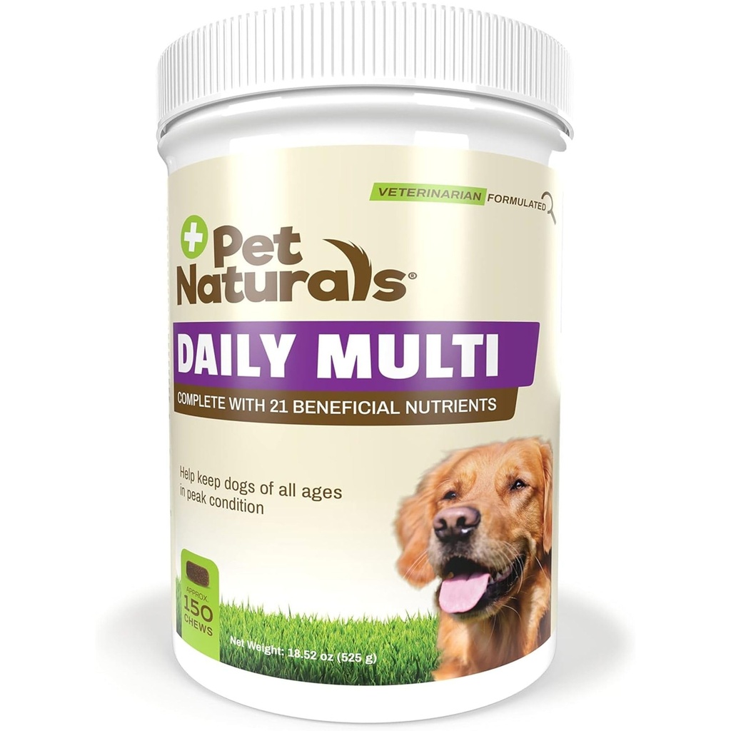 Multivitamine quotidienne pour chiens, Veggie Flavor, 150 Chews - Yummy Chews avec acides aminés, et antioxydants - soutient l'énergie, la fonction métabolique et le bien-être des animaux