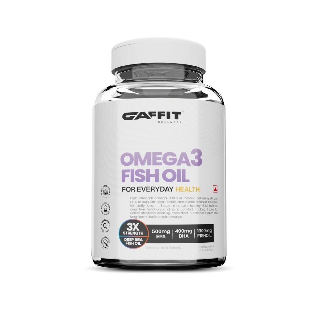 Omega-3 Fish Oil Capsules for Men & Women | 1300 mg per Softgel | 500 mg EPA + 400 mg DHA | Molecularly Distilled & Mercury-Safe | Supports Heart, Brain, Joint & Cognitive Immunity Health | GMP Certified | 60 Softgels