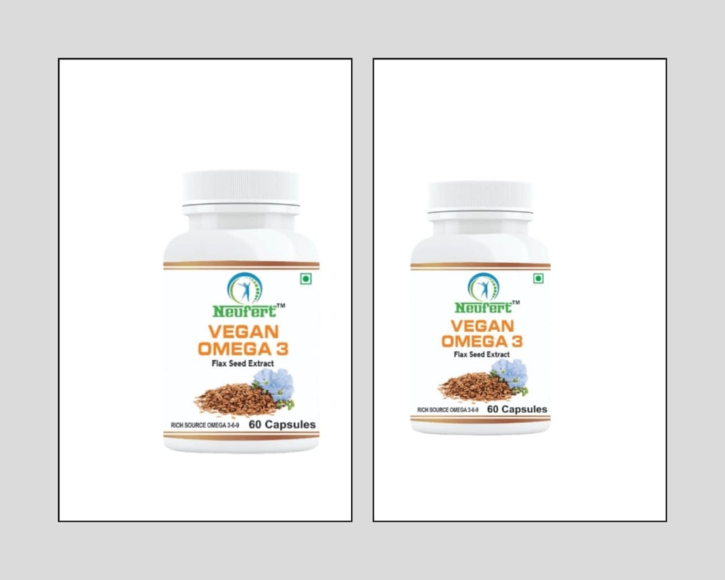 Vegan Omega-3 (Pack Of 2) Natural Nutrition Supplements for Muscle, Bone, Heart & Skin 100 Capsules