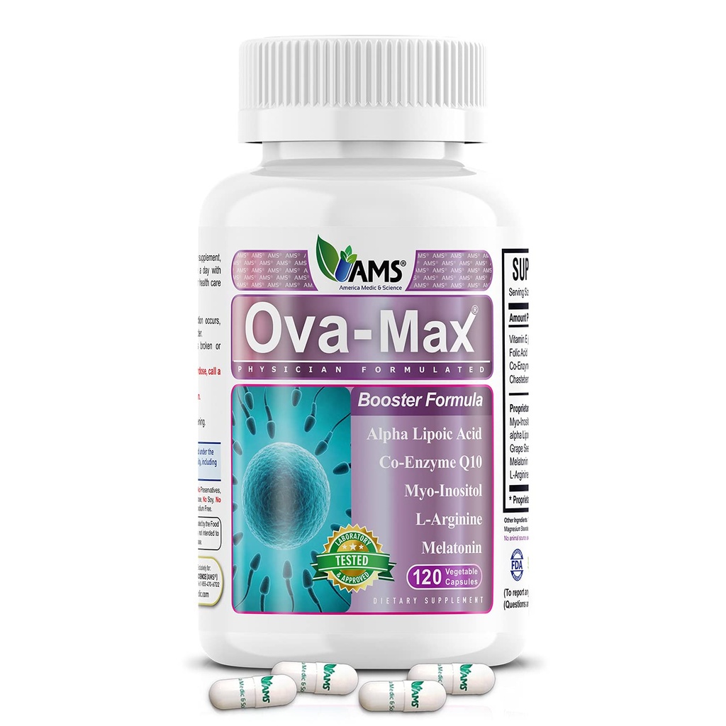 America Medic & Science OVA-Max Prenatale Vitaminen voor vrouwen (120 Capsules) Verhoogt de vruchtbaarheid en ovulatie 