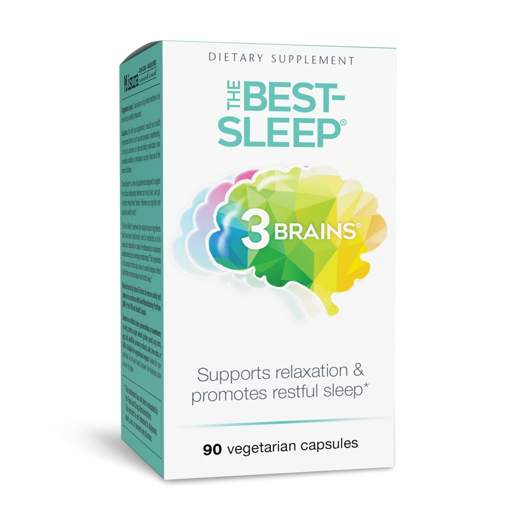 Natuurlijke factoren 3 hersenen, de beste slaap, ondersteunt ontspanning & rustgevende slaap, Veganist, 90 capsules
