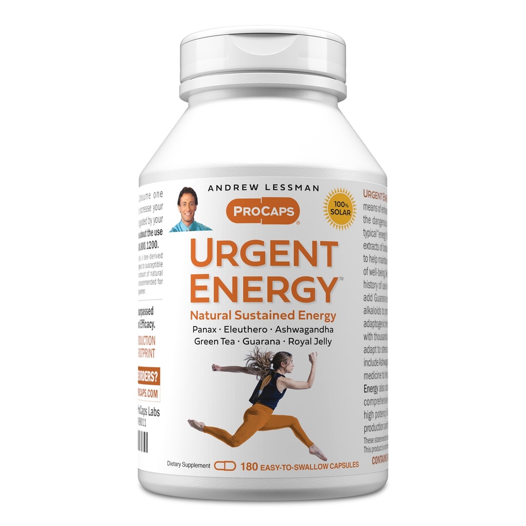 ANDREW LESSMAN Dringende Energie 180 Capsules - Biedt een veilige, gezonde middelen voor het verbeteren van energieniveaus en gevoelens van welzijn, groene thee, Guarana, Ginseng, Royal Jelly, Ashwagandha, B-complex
