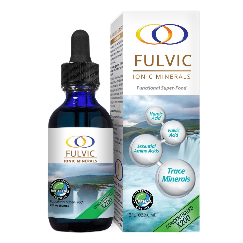 Optimaal organisch water geëxtraheerd Fulvic Ionische Mineralen X200 - Gepatenteerde BioActive Fulvic Acid, Humic Acid, Trace Minerals, Electrolytes & Essential Amino Acids - 5+ maand aanbod