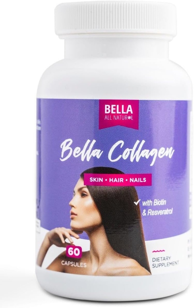 Bella All Natural Collageen Colageno, Haar, Huid en Nagels, 60caps