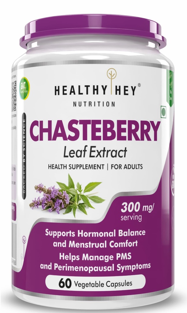 HealthyHey Nutrition Chasteberry Leaf Extract - 300mg per serving - 60 Vegetable Capsules