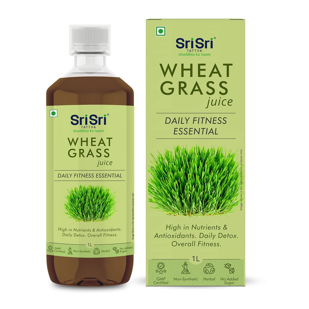Sri Sri Tattva Wheat Grass Juice - 1L | Rich in Vitamins Minerals & Antioxidants | Wheatgrass Leaf Extract | Daily Wellness Drink | (Pack of 1)