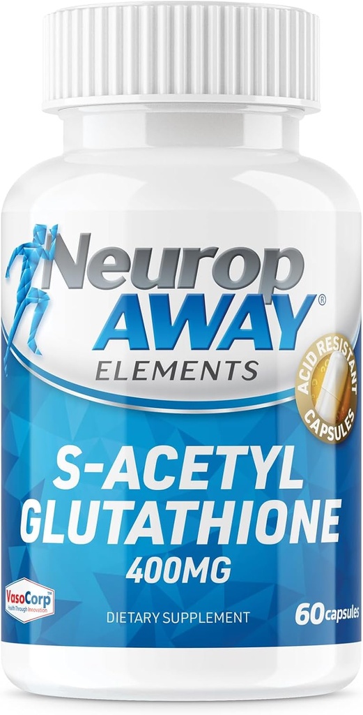 NeuropAWAY Elements S-Acetyl-Glutathione 400 mg zuurbestendig capsule 60ct (60 400 mg capsules per fles) 3rd Party Tested Made in a cGMP Facility