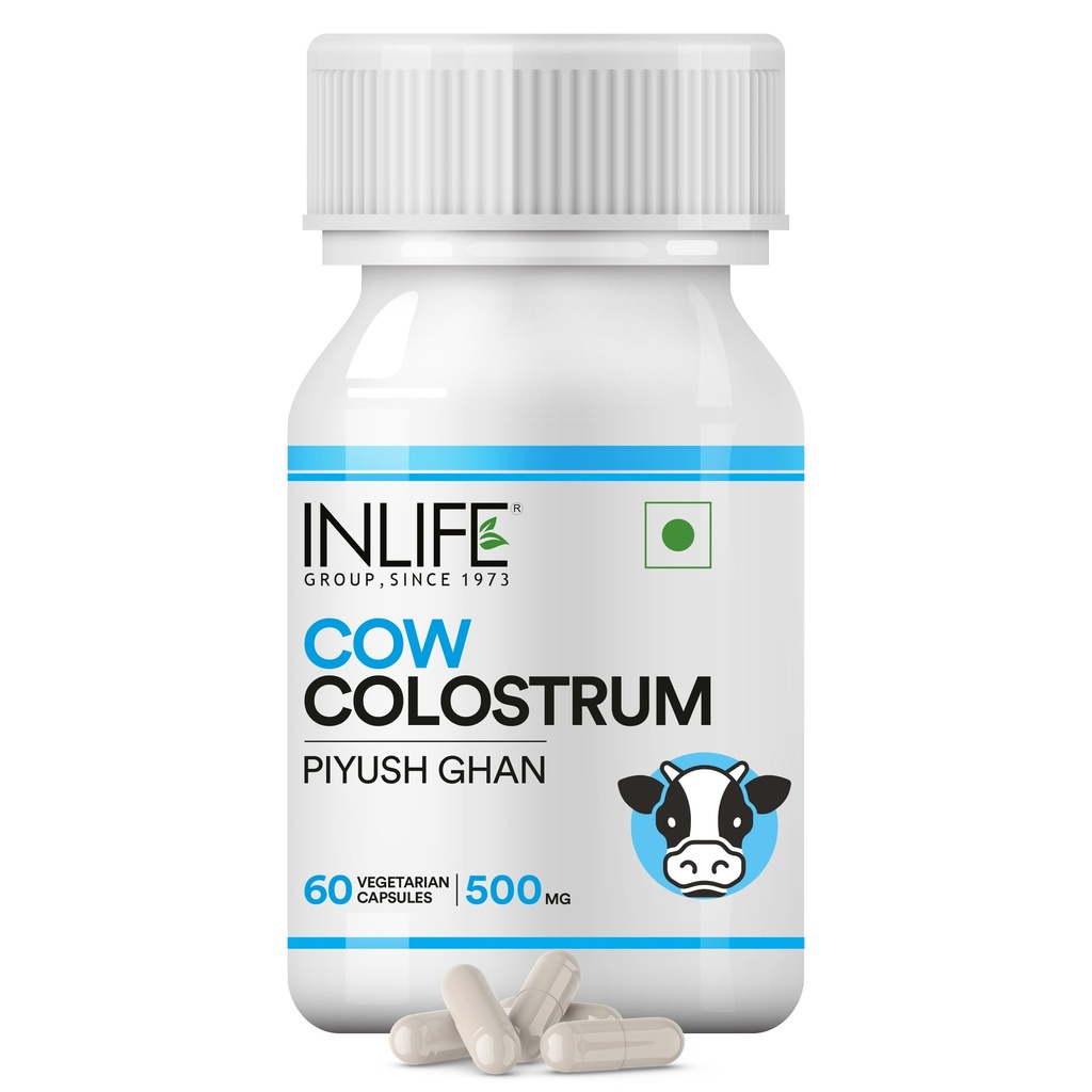 INLIFE Cow Colostrum Capsules 500mg, Supplement, 60 Count