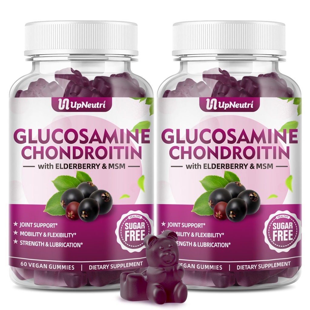GGlucosamine Chondroitin Gummies Sugar Free, Extra Strength 1500mg Glucosamine met Chondroitin MSM & Turmeric, Joint Support Supplement for Men & Women Joint Health (120 Count (Pack of 2))