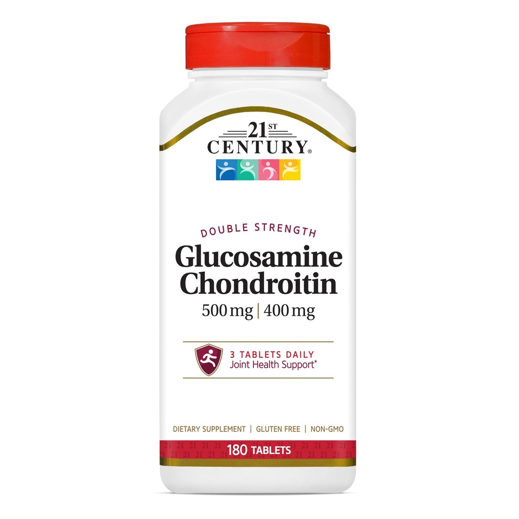 21e eeuw Glucosamine Chondroitin 500/400mg - tabletten met dubbele sterkte, 180 telling