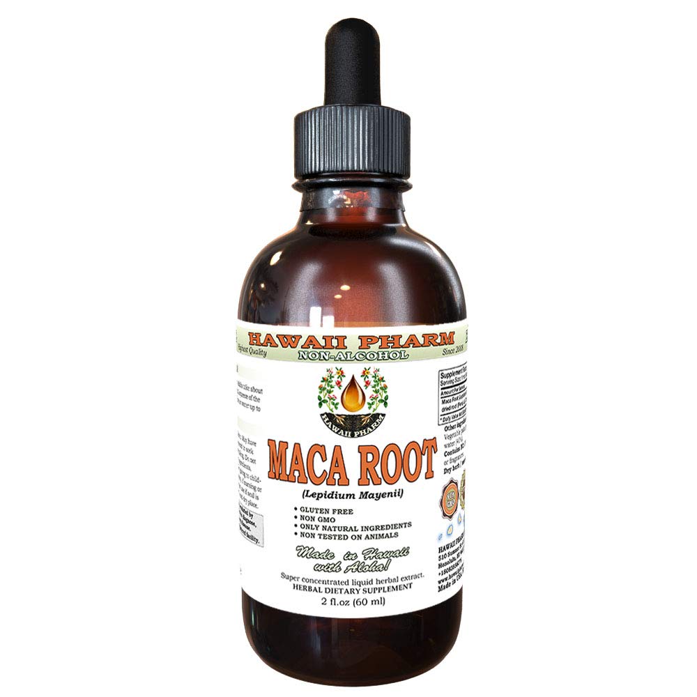 Hawaï Pharm Maca racine sans alcool extrait liquide, biologique Maca (Lepidium Meyenii) plante séchée glycérite supplément naturel à base de plantes, États-Unis 2oz