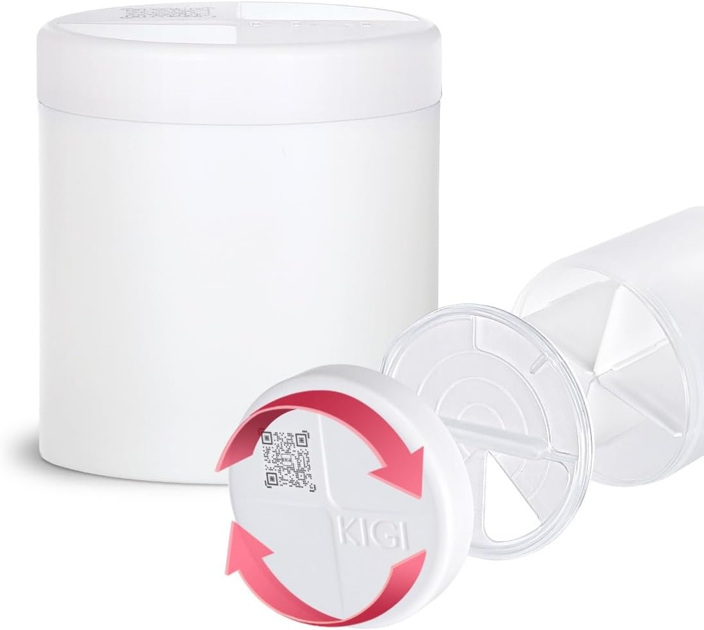 Extra grote Supplement Organisator met 4 Compartiments Gemakkelijk Open Pill Dispenser Maandelijkse Geneeskunde Vitaminen Organisators Opslag Pillenflessen,Wit
