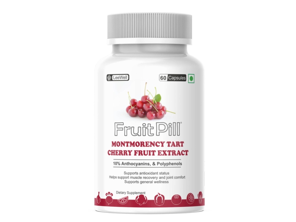 (LeeWell) Montmorency Tart Cherry Fruit Extract, 500mg,10% Anthocyanins and Polyphenols, 60 Capsules