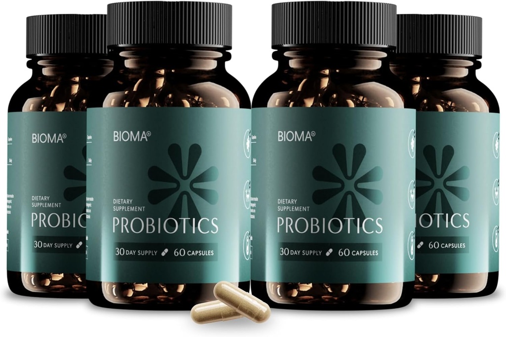 BIOMA Probiotica voor Weight Management & Digestief Gezondheid, 3 in 1 Gut Health Probiotica en Prebiotica/Postbiotica, Slow Release Synbiotic Probiotic Capsules for Gut Health Multi Enzyme (240 Caps)