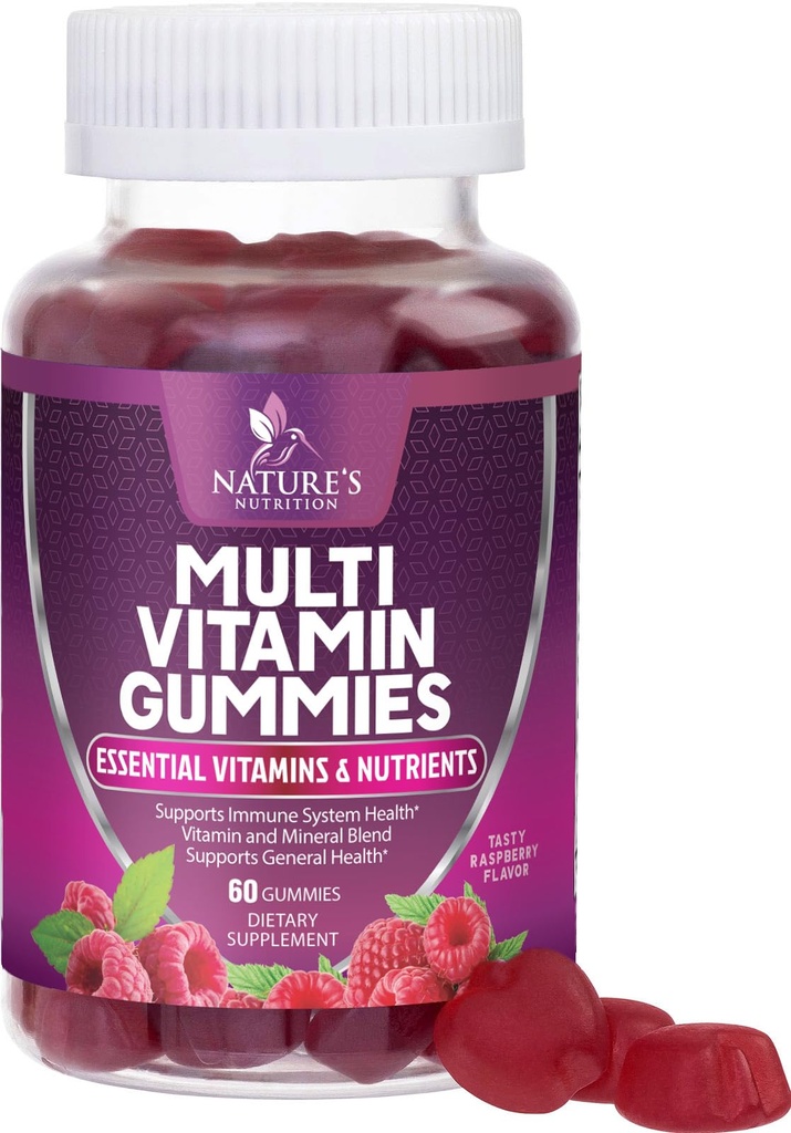 Multivitamine Gummies voor volwassenen met vitamine A, C, D, B12 - Gummy Multivitamines voor dagelijkse voedingsondersteuning met vitamines en mineralen voor vrouwen en mannen, Multi VIT Vitamine van de natuur - 60 Gummies