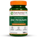 Pure Nutrition Zinc Picolinate | Zinc Supplements for Men & Women | Highly Bioavailable Elemental Zinc 13.2mg | Supports Immune Health, Skin, Hormonal Balance & Metabolism | Daily Zinc Supplement 120 Veg Capsules