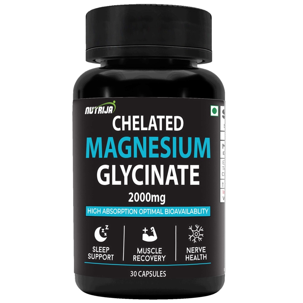 NutriJa Magnesium Glycinate 2000mg Supplement | Contains Elemental 22% (440mg) Per Serving - Superior Absorption & High Potency - 30 Veg Capsules