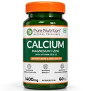 Pure Nutrition Calcium with Magnesium, Zinc, Vitamin D3 & K2 (600 IU) – Calcium Tablets Supports Bone, Joint & Muscle Health, Boosts Collagen Synthesis for Men & Women 60 Tablets