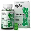 Wild & Organic Chlorofyl Gummies 50mg - Detox Cleanse Supplements w/Sodium Copper Chlorofyl - Internal Deodorant w/Chlorofyl Powder - Vegan, Non-GMO - 60 Kruidenkauwers