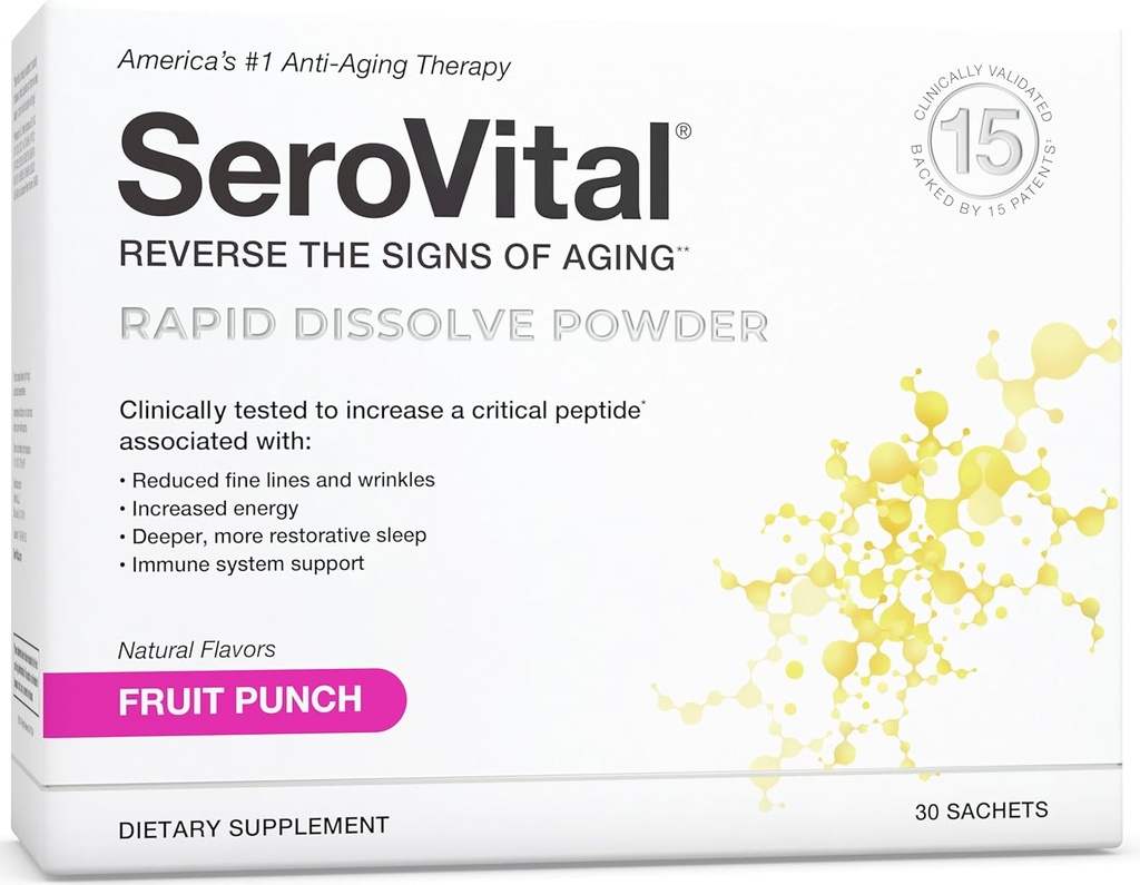Poudre dissoute rapide sérovitale - Supplément anti-âge pour les femmes, avantages pour la peau, l'énergie et un meilleur sommeil