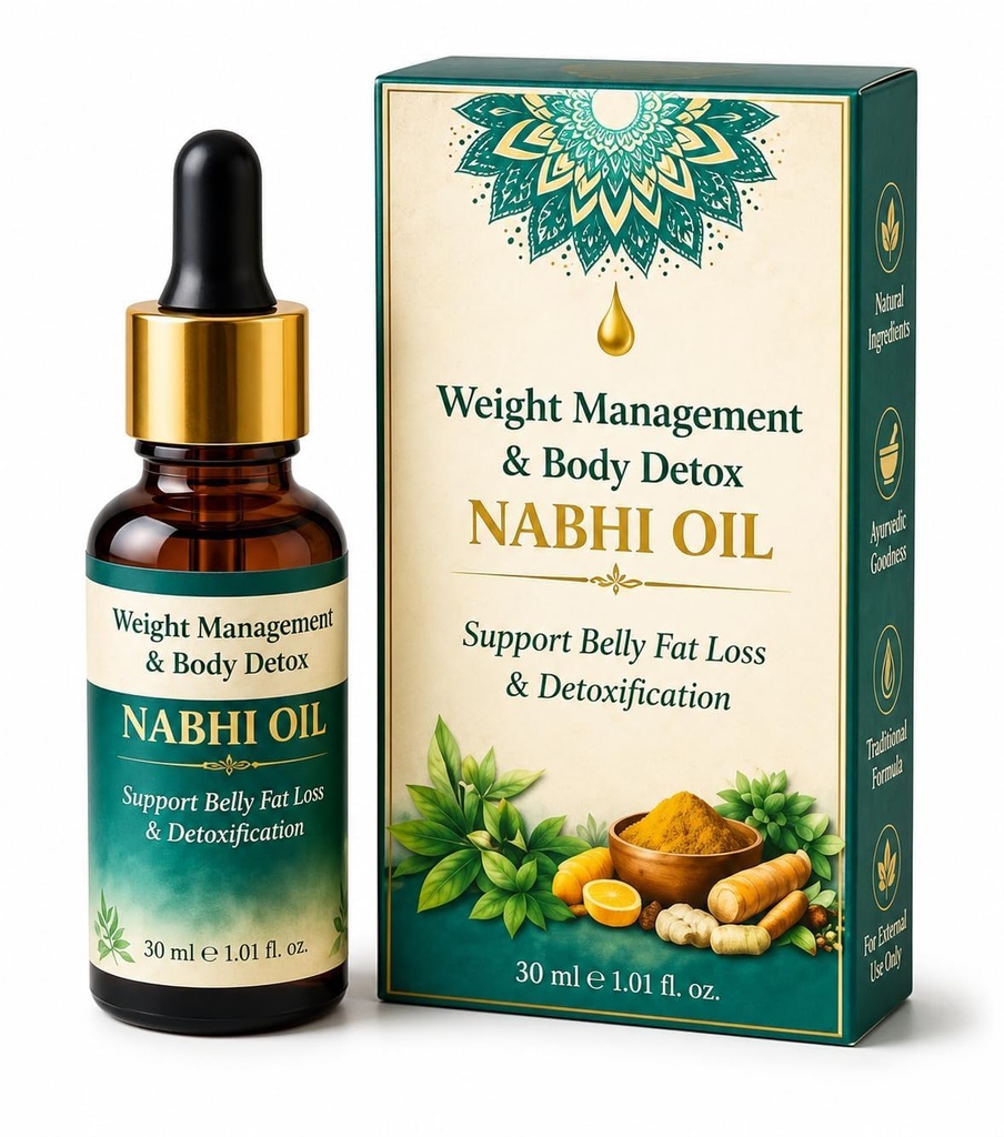 Nabhi Oil for Weight Management & Body Detox 30ml | Ayurvedic Herbal Belly Button Oil | Supports Digestive Wellness, Metabolism Balance, Relaxation & Daily Self-Care for Men & Women (Pack of 1)