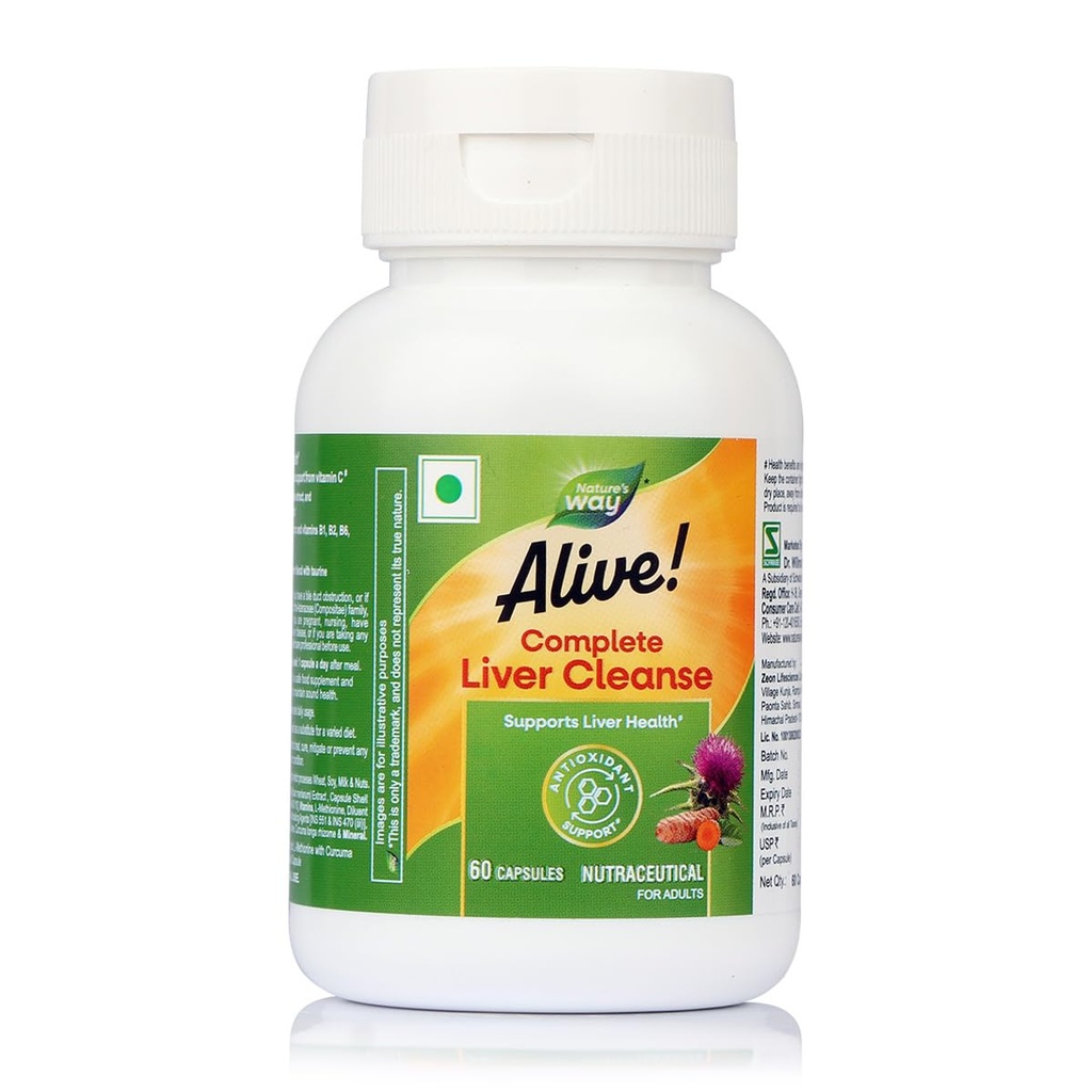 Nature's Way Alive Complete Liver Cleanse & Detox Supplement with Milk Thistle & Glutathione | Supports Natural Liver Health & Fatty Liver Care | 60 Veg Capsules
