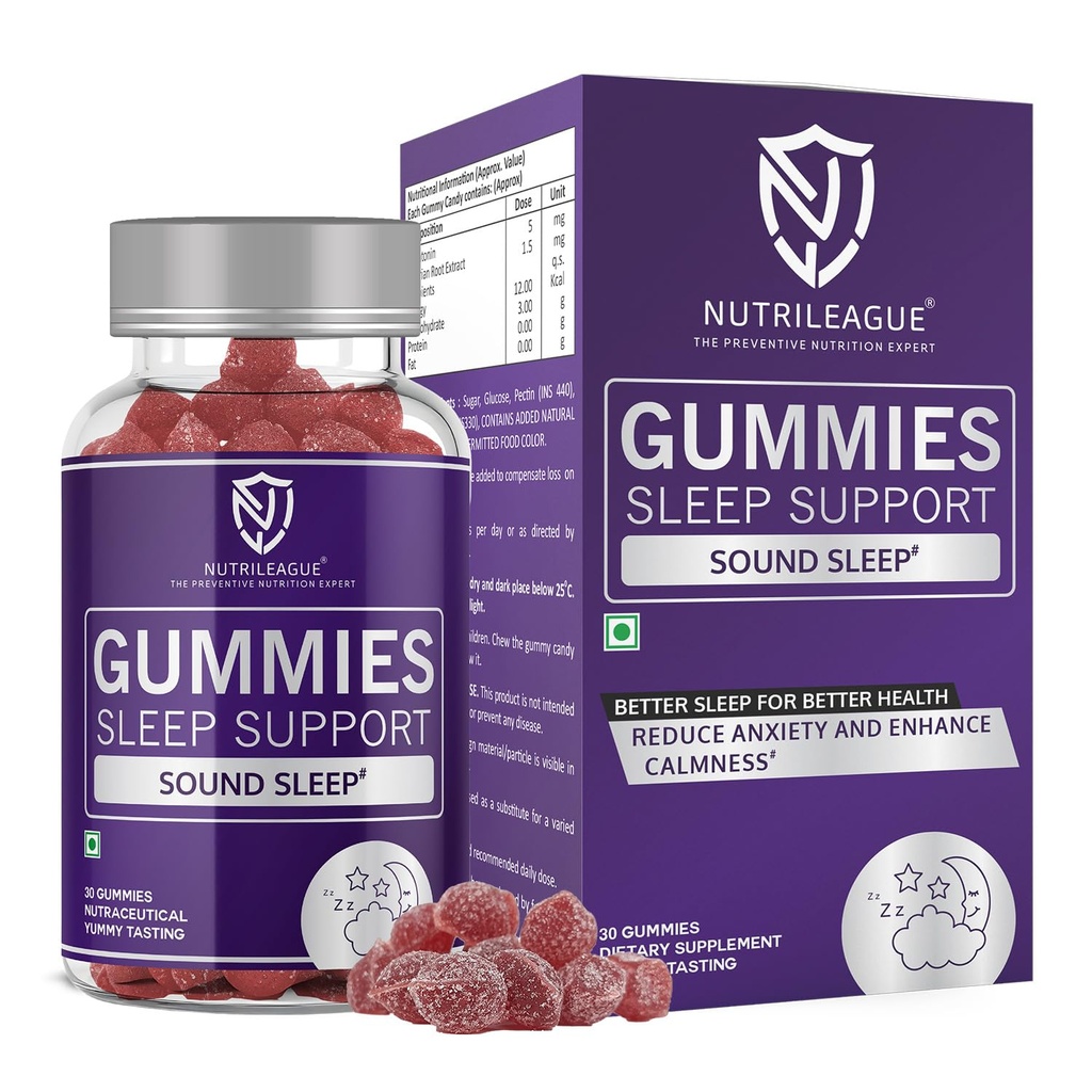 Sleep Support Gummies with Melatonin - 5 mg & Valerian Root Extract | Sleep Gummies for Men & Women (Pack of 1)