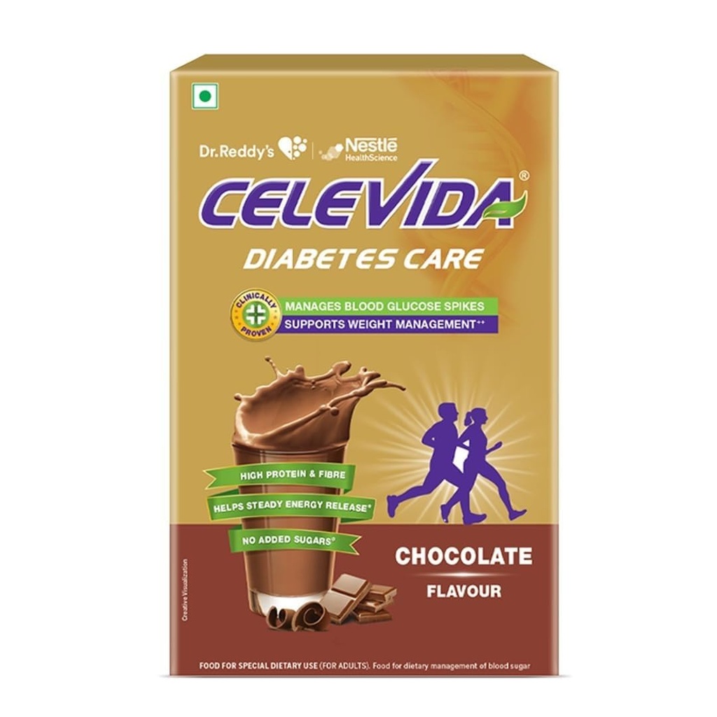 Celevida Diabetes Nutrition I Clinically proven I Helps in 24-Hr Sugar Control I Chocolate Flavor 400g Powder I Plant based protein & Dual blend high fiber I No Added sugar I By Dr. Reddy’s Nestle Health Science I Tin pack