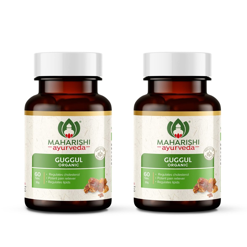 Maharishi Ayurveda Organic Guggul-Tablets | Supports Healthy Cholesterol Levels & Digestion| Joints Detoxification| Weight Management | Antioxidant - 60 Tablets X 2 Pack (120 Tab)