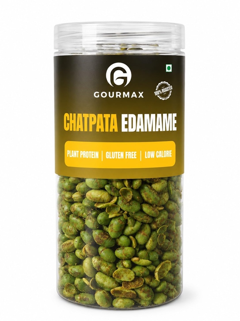 Gourmax Chatpata Edamame | Roasted Edamame Snack | Plant Protein | Gluten Free | Low Calorie | Bold Indian Masala Flavour | Crunchy Ready-to-Eat Snack | 350 g