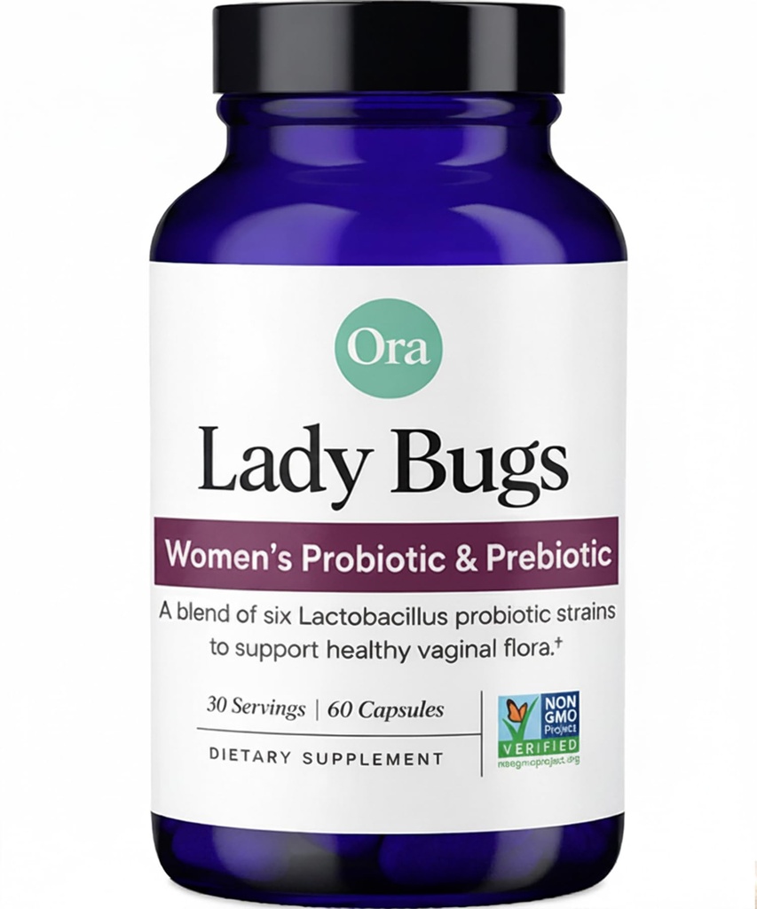 Ora Organic Prebiotics and Probiotics for Women - Lactobacillus for Vaginal Health & Candida Support, Bevat 16 Miljard CFU, 6 Strains - 1 Month Supply, 60 Vegan Probiotic Capsules