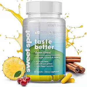 Ananas Probiotica voor mannen 500mg Sweet Spot Formule met Ananas Extract, Cranberry & Cinnamon, Ondersteunt pH Balance & Freshens Smaak, 60 Capsules, Made in The USA