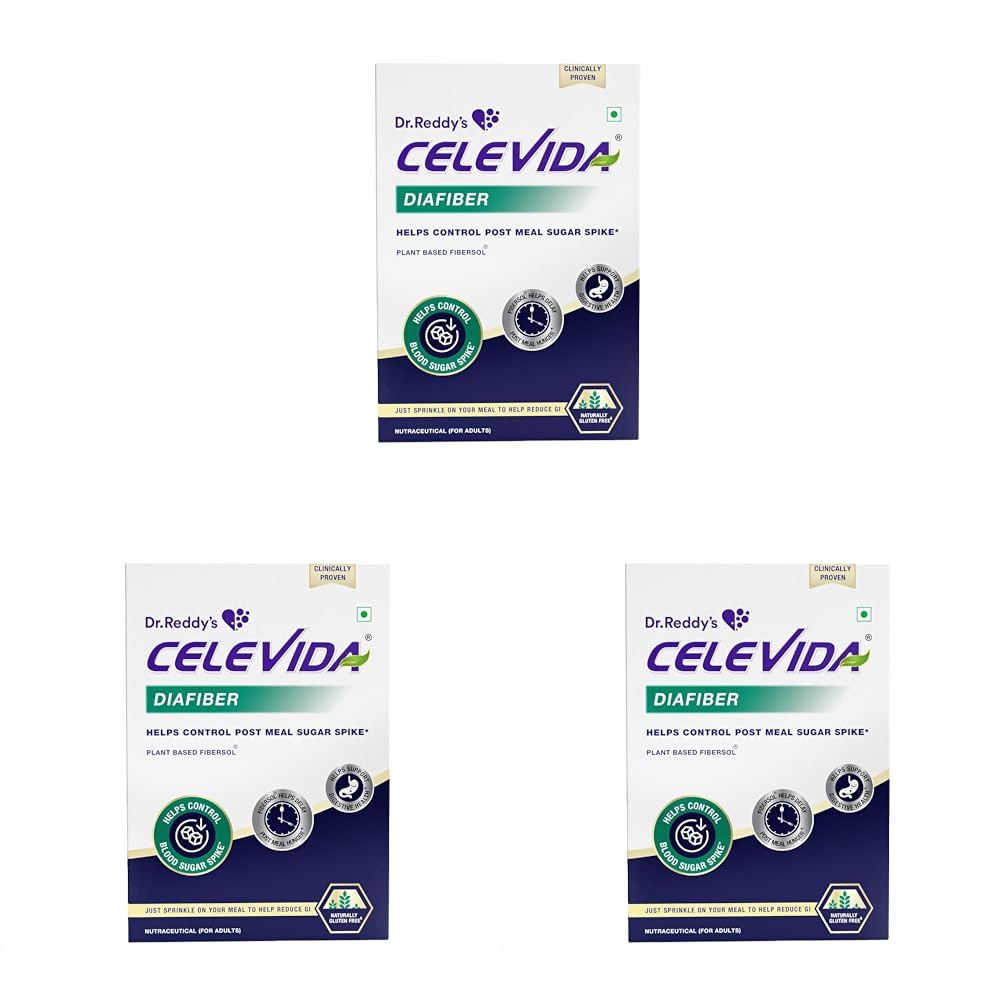 Celevida Diafiber - Diabetes Care Product| 100% Plant-Based Fibersol® Helps Control Post Meal Sugar Spike|Helps delay post meal hunger - 360g (Pack of 90 Sachets)