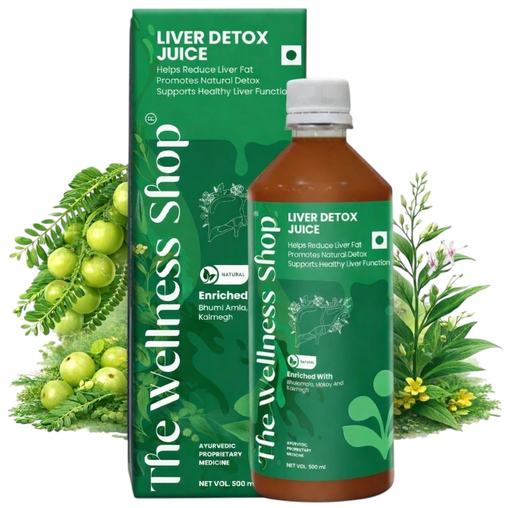 The Wellness Shop Liver Detox Juice 500ml | Enriched with Bhuiamala and Kalmegh | Supports Liver Function & Digestion | Natural Ayurvedic Formula | Daily Detox Health Supplement Drink | Liquid Form