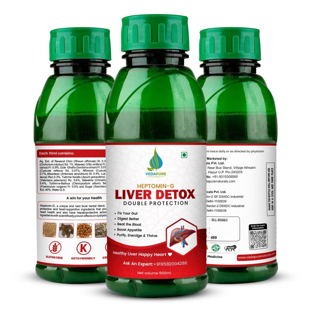 Vedapure Liver Detox Juice 500ml – Natural Liver Cleanse & Gut Detox Drink – Supports Liver Health, Fatty Liver Recovery & Digestion – Herbal Juice for Men & Women – Strengthens Immunity & Boosts Energy