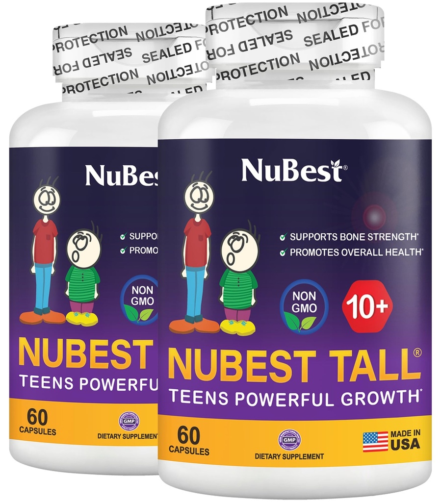 NuBest Tall 10+ - Geavanceerde Bone Strength Formula - Ondersteunt Immuniteit, Gezonde Ontwikkeling & Optimale Wellness - voor kinderen (10+) & Tieners die dagelijks melk drinken - Pack 2 2 maanden Levering