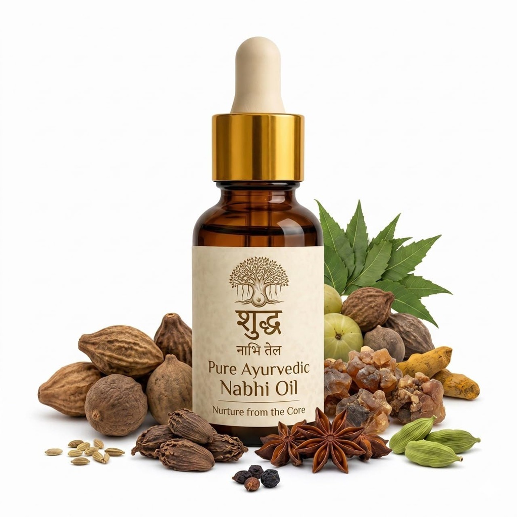 Ayurvedic Nabhi oil | belly button drops | Nadi Navel Therapy | Nabhi Chikitsa | For Healthy Digestion & Bloating Relief, Deep Sleep, Relaxation & Anxiety Relief, gut cleanse | 30 ml