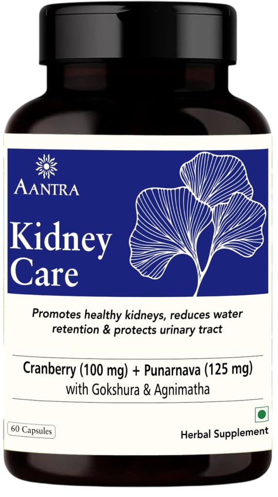Kidney Care – Herbal Detox & Support with Punarnava, Agnimatha, Gokshura, Mulethi & Cranberry – Daily Comfort Urinary & Health – 60 Capsules