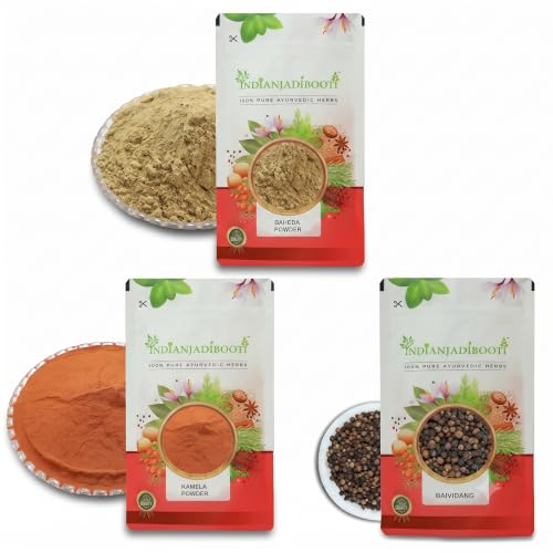 IndianJadiBooti Elite Internal Cleansing Bundle: Baibadang, Kamila Powder & Baheda Powder – For Parasite Defense, Digestive Purification & Gut Microbiome Optimization – 100gm Each