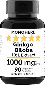 MONOHERB Ginkgo Biloba Extrait 1000 mg - 90 Capsules végétariennes