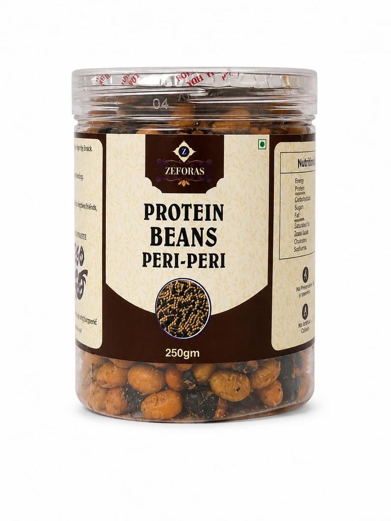 ZEFORAS Protein Beans Peri-Peri 250g | Spicy Crunchy Roasted Bean Snack (PACK OF - 4)