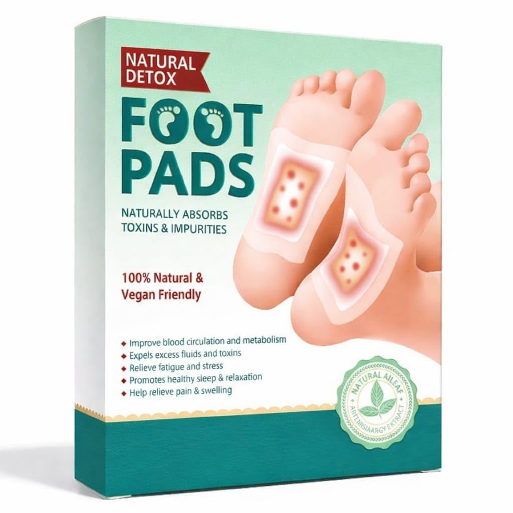 Herbal Detox Foot Pads with Bamboo Vinegar – Natural Sleep Aid, Pain Relief & Toxin Removal Foot Patch with Acupoint Micro-Massage Technology (10 Pairs)
