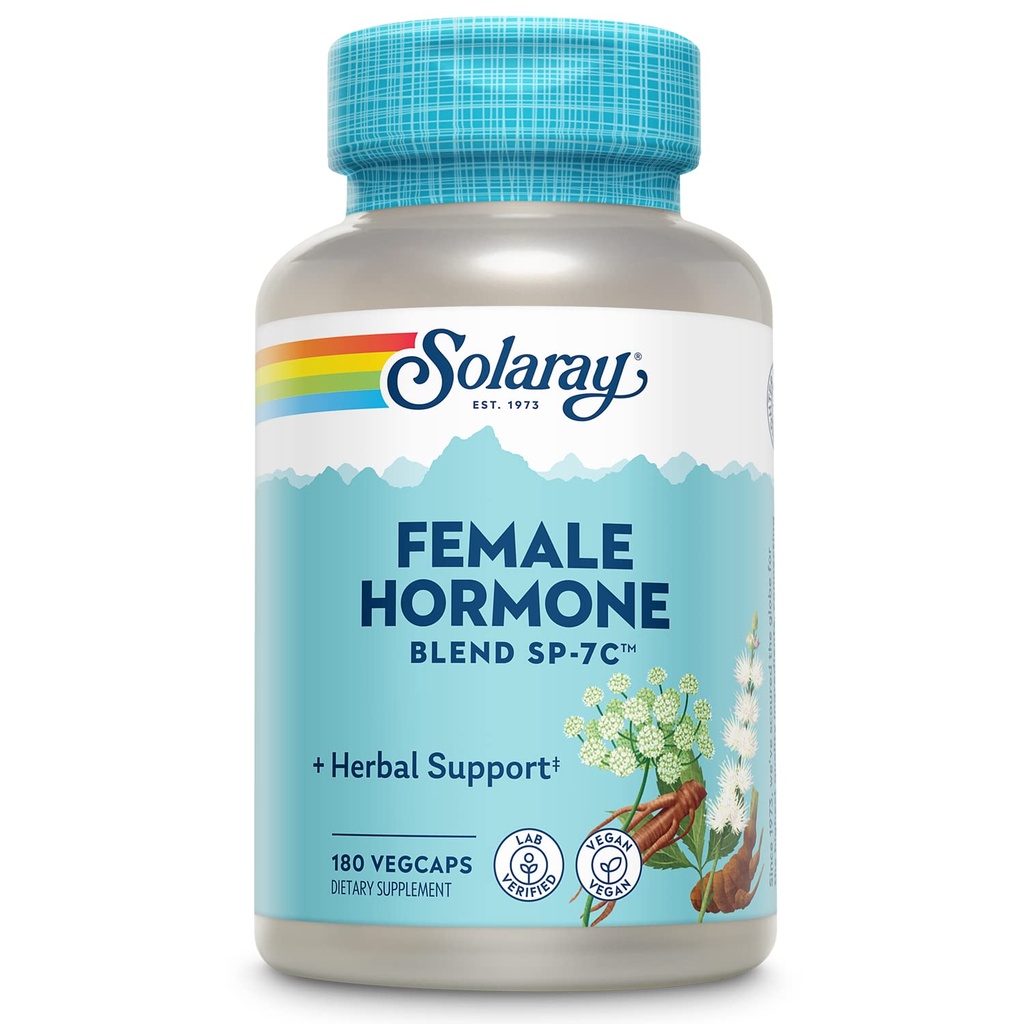 SOLARAY Vrouwelijke Hormone Blend SP-7C, Herbal Blend Inclusief Black Cohosh, Dong Quai, Passie Bloem, Saw Palmetto, Wild Yam & Meer 180 VegCaps