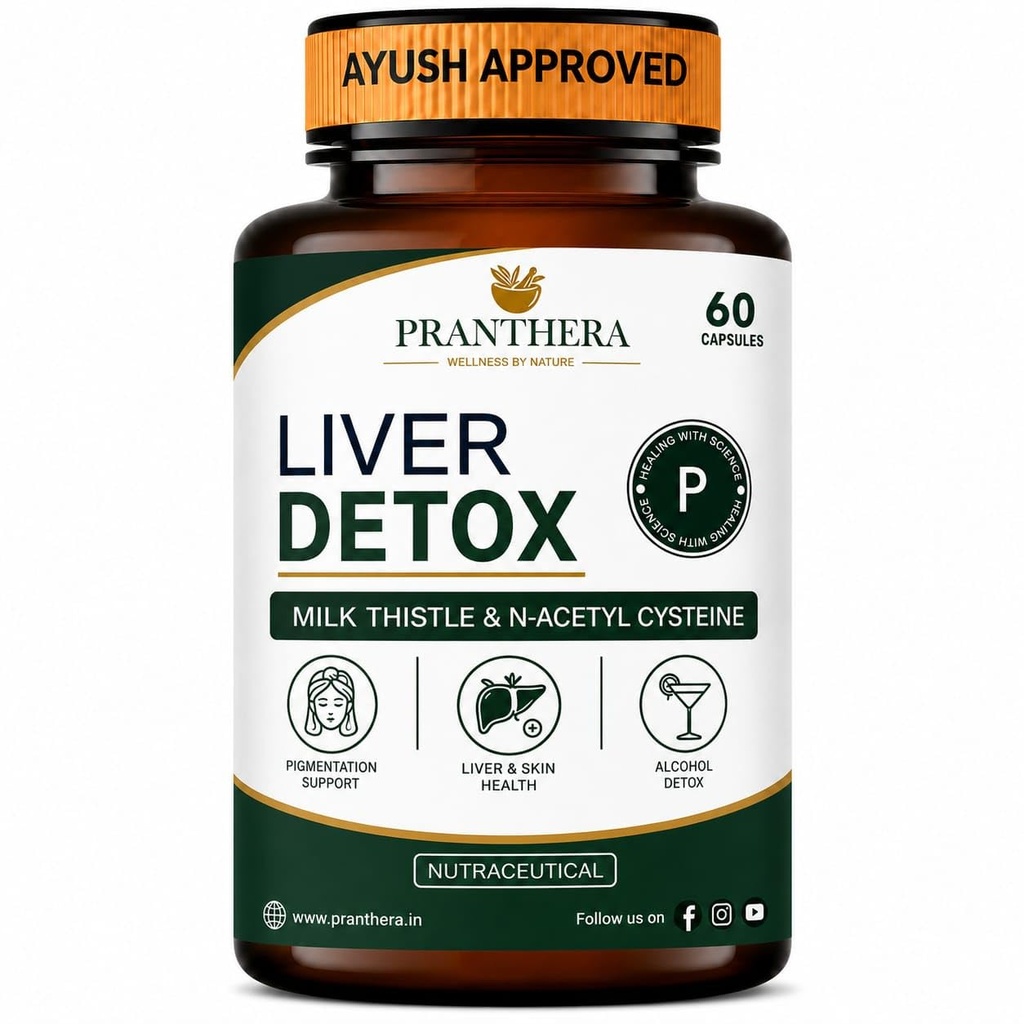Liver Detox Supplement Milk Thistle with N-Acetyl Cysteine 900 mg | Natural Body Detox & Digestive Enzymes - Fatty Liver Care | Natural Detoxification Formula - 60 Veg Capsules