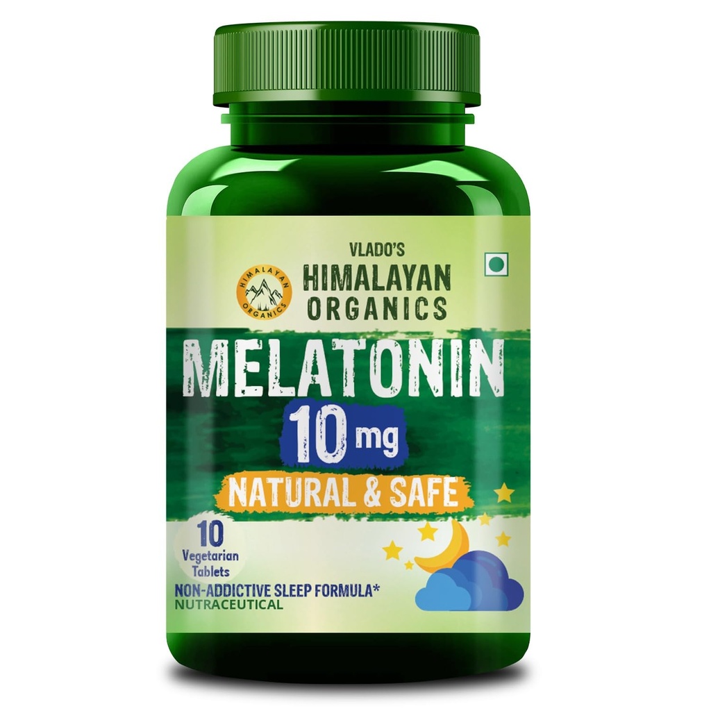 Vlado's Himalayan Organics Melatonin 10mg Sleep Tablets – Sleeping Pills - Melatonin for Deep Sleep, Restful Nights, and Effective Sleep DoseI Non-Habit Forming | for Women & Men – 10 Tablets