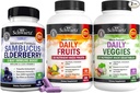 BioSchwartz Daily Fruits and Veggies Supplement for Women and Men (2 Month Supply) Plus Vlierbes met zink en vitamine C voor volwassenen Immune Support (2 Month Supply)