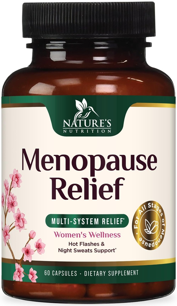 Suppléments de ménopause pour les femmes - Probiotiques de soutien à la ménopause avec Cohosh noir, Suppléments de soutien naturel pour les flashs chauds doux et les sueurs nocturnes et supplément de soutien à l'équilibre PH - 60 capsules