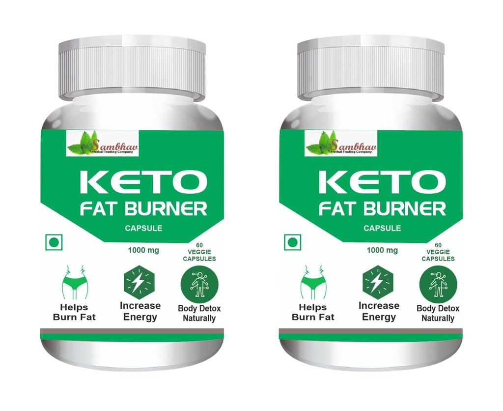 Keto Fat Burner Capsule - 60 Veggie Capsules (1000 mg) - Pack of 2 | Green Coffee Extract, Garcinia Cambogia, Green Tea Extract, Weight Management & Metabolism Support
