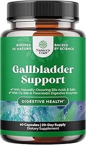 Ox Bile Zouten voor Gallblaas Ondersteuning - Gezuiverde Bile Zouten Supplement met Pancrean Digestieve Enzymen Ox & Betaine HCL - Supplementen voor geen Gallblader & Digestieve Gezondheid 20 dagen