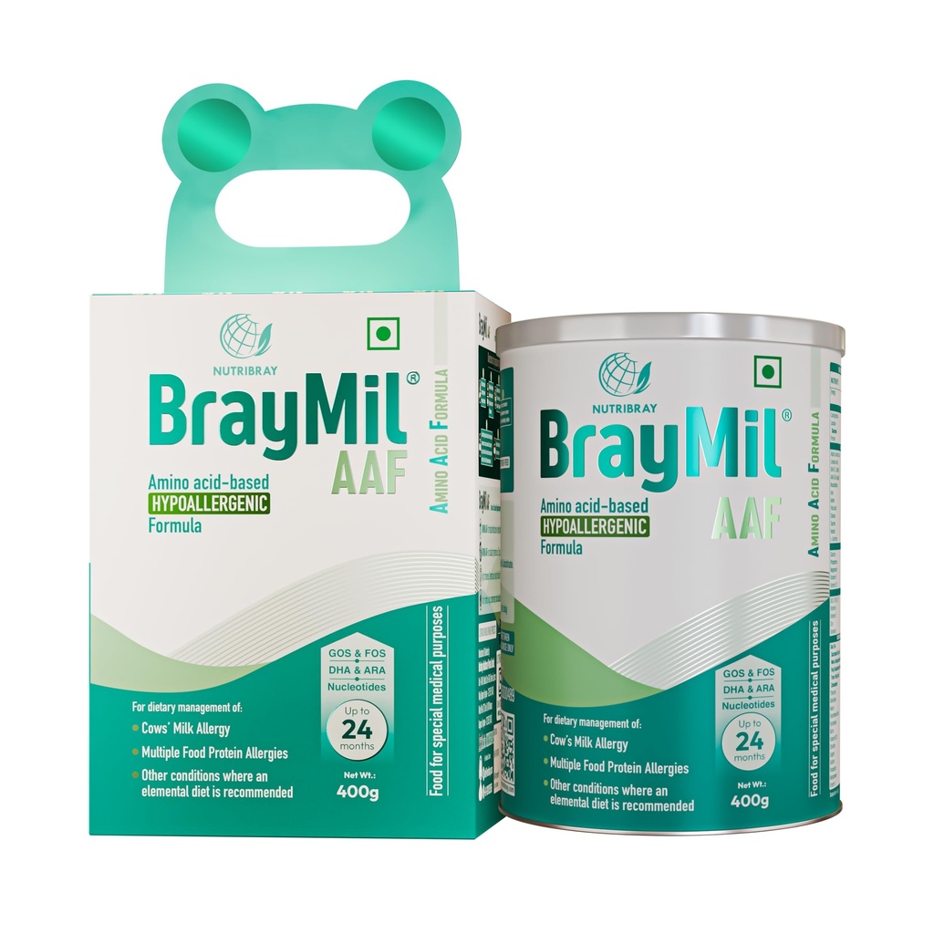 BrayMil AAF Amino Acid-Based Hypoallergenic Formula - 400 gm for 0 to 24 months baby